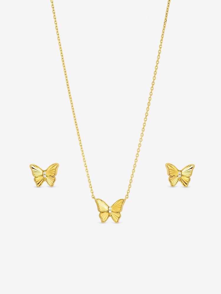 Jon Richard Gold Tone Diamond Cut Butterfly Set Gift Box - Image 1 of 2