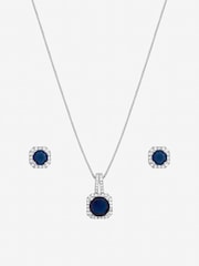 Jon Richard Tone Cubic Zirconia and Sapphire Square Drop Set Gift Box - Imaginea 2 din 2