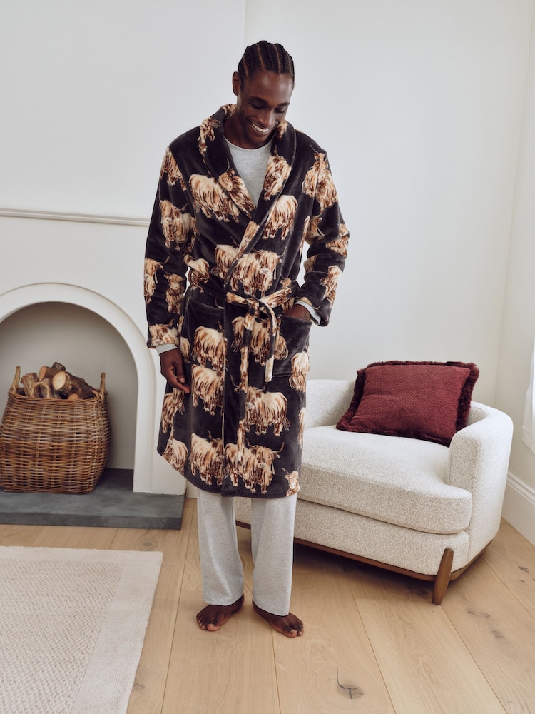 Grey Hamish the Highland Cow Cosy Dressing Gown - Image 2 of 12