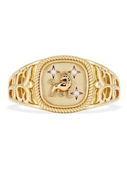 The Diamond Store Taurus Zodiac 0.01ct Lab Diamond Signet Ring in 18K Gold Vermeil - Image 1 of 5