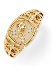 The Diamond Store White Aquarius Zodiac 0.01ct Lab Diamond Signet Ring in 18K Gold Vermeil - Image 3 of 6