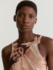 Reiss Pink Lola Jersey Floral-Print Ruched Midi Dress - Image 3 of 6