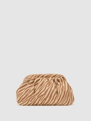 Reiss Georgia Raffia-Effect Zebra Pouch Clutch Bag - Bild 3 von 6