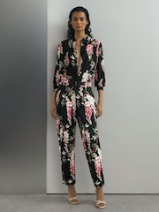 Atelier Cotton Floral-Print Tapered Black Trousers - Image 1 of 5