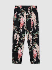 Atelier Cotton Floral-Print Tapered Black Trousers - Image 2 of 5
