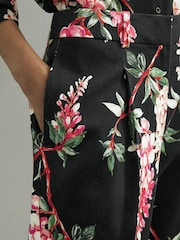 Atelier Cotton Floral-Print Tapered Black Trousers - Image 3 of 5