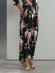 Atelier Cotton Floral-Print Tapered Black Trousers - Image 4 of 5