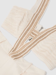 Reiss Ivory Scarlett Woven-Trim Cut-Out Wide Leg Jumpsuit - Image 7 of 7