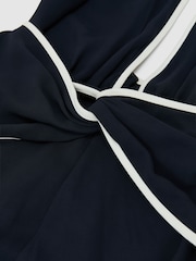 Reiss Navy/Ivory Blair Contrast-Trim Halterneck Midi Dress - Image 7 of 7