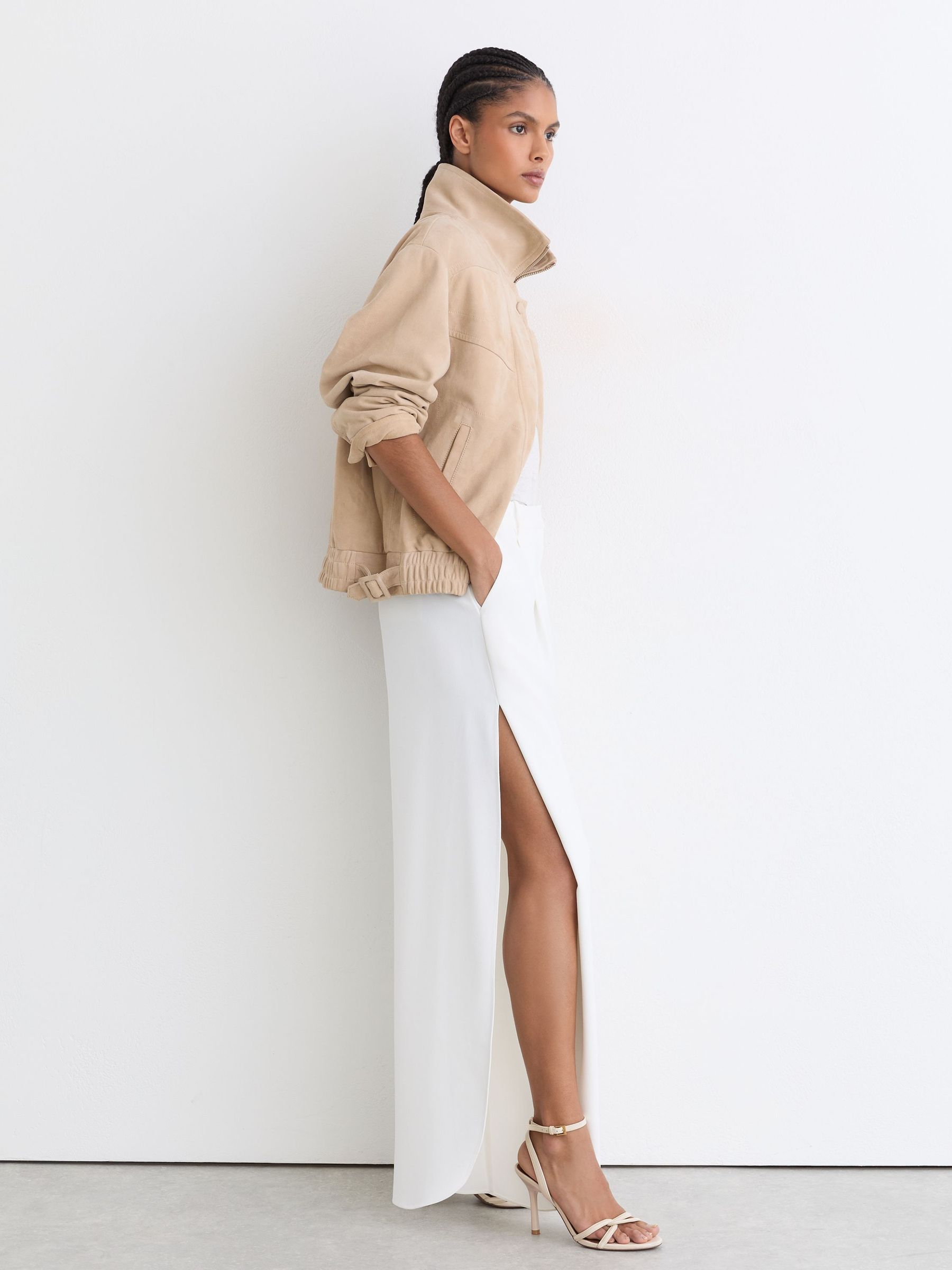 Reiss White Leather Link-strap Stiletto Sandals