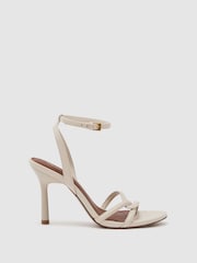 Reiss White Annabelle Leather Link Strap Stiletto Sandals - Image 2 of 6