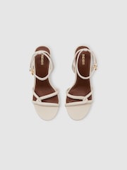 Reiss White Annabelle Leather Link Strap Stiletto Sandals - Image 3 of 6
