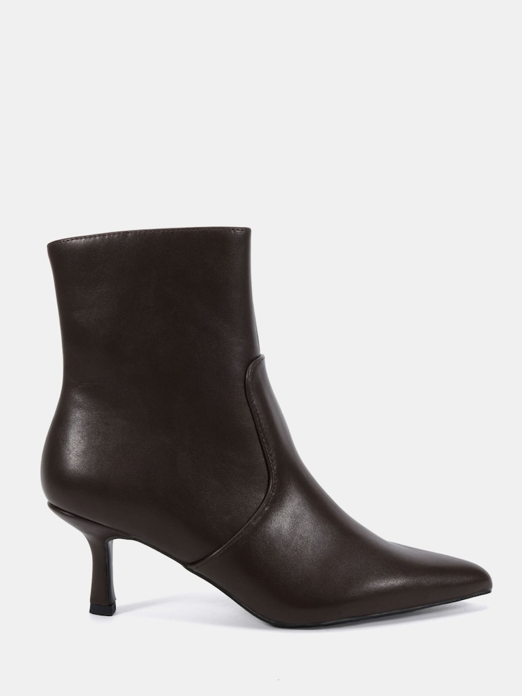 Novo Brown Standard Fit KYLIE Mid Stiletto Heel Point Ankle Boots - Image 1 of 5