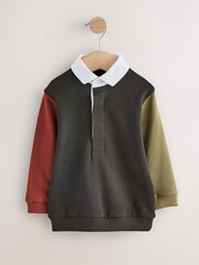 Black Long Sleeve Rugby Polo Top (3mths-7yrs) - Image 1 of 2