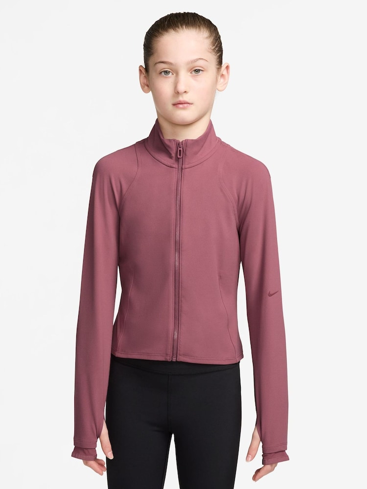 Nike Pink Smoke Mavn DriFIT Fitted FullZip Long Sleeve Top - Image 1 of 3 Nike Pink Smoke Mavn DriFIT Fitted FullZip Long Sleeve Top - Image 1 of 3