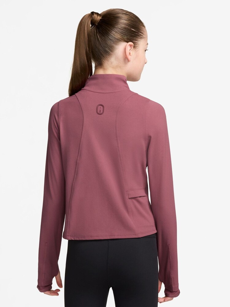 Nike Pink Smoke Mavn DriFIT Fitted FullZip Long Sleeve Top - Image 2 of 3 Nike Pink Smoke Mavn DriFIT Fitted FullZip Long Sleeve Top - Image 2 of 3