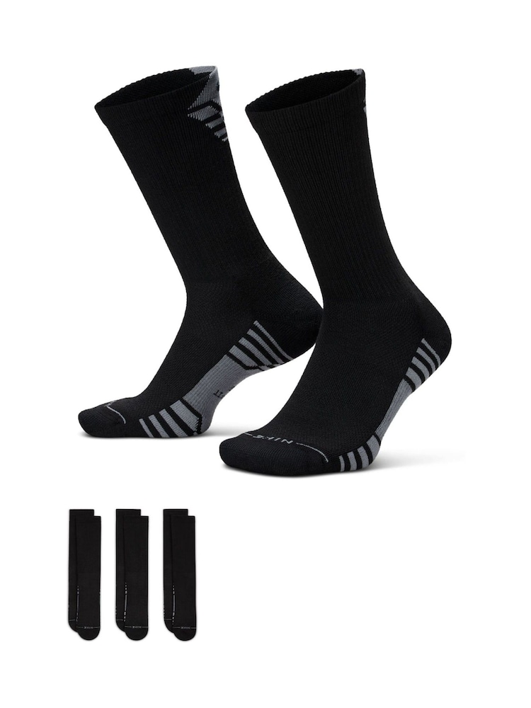 Nike Black Everyday Elevated Sport Crew Socks 3 Pack - Image 1 of 4 Nike Black Everyday Elevated Sport Crew Socks 3 Pack - Image 1 of 4