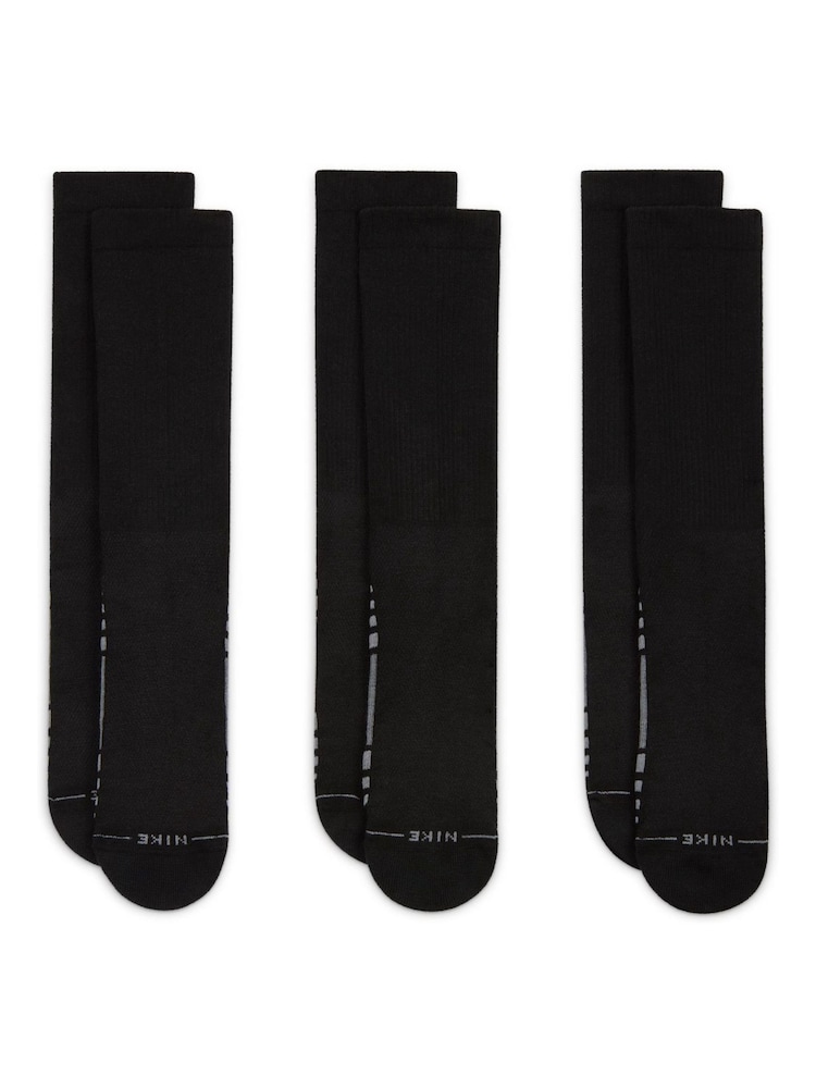 Nike Black Everyday Elevated Sport Crew Socks 3 Pack - Image 2 of 4 Nike Black Everyday Elevated Sport Crew Socks 3 Pack - Image 2 of 4