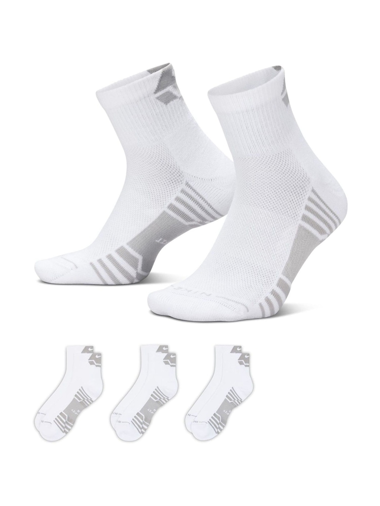 Nike White/Black Everyday Elevated Sport Ankle Socks 3 Pack - Image 1 of 4