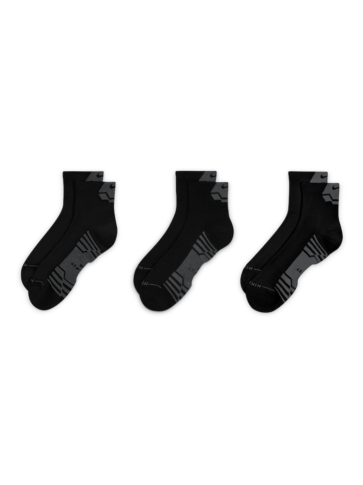 Nike Black/White Everyday Elevated Sport Ankle Socks 3 Pack - Image 2 of 4