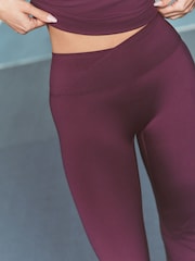 Plum Purple Ultimate Comfort Cross Front High Waist Sports Leggings - Image 3 of 7