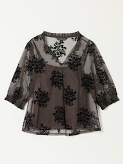 FatFace Flocked Tulle Blouse - Larawan 7 ng 7
