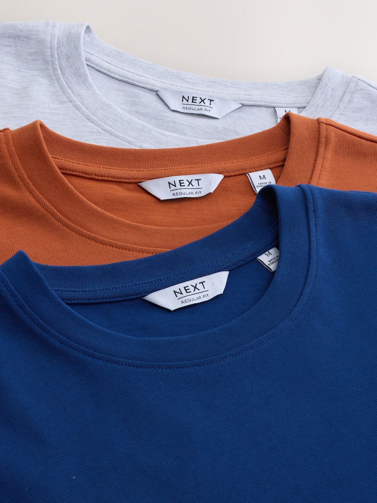 Blue/Grey Marl/Orange Regular Fit T-Shirts 3 Pack - Image 9 of 9