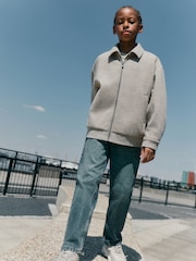 Natural Wool Bomber Collared Jacket (3-16yrs) - Image 1 of 10