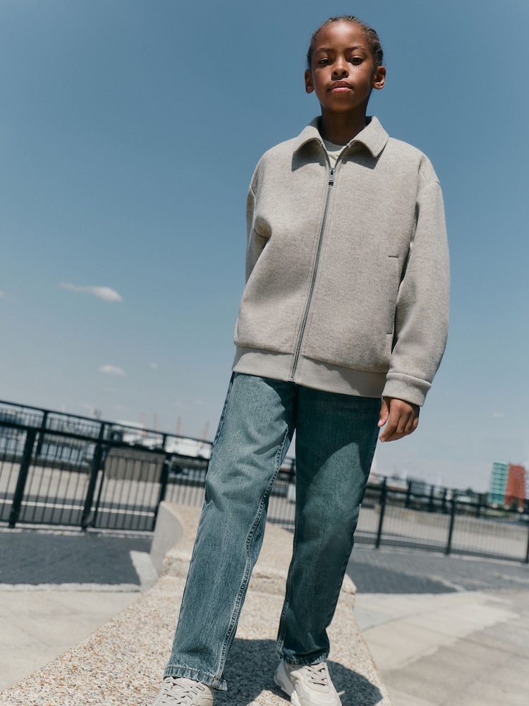 Natural Wool Bomber Collared Jacket (3-16yrs) - Image 1 of 10