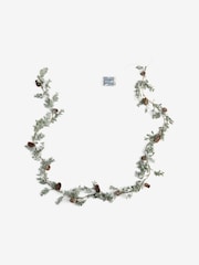 Green Light Up Soft Touch Eucalyptus and Pinecones Artificial Christmas Garland - Image 2 of 3