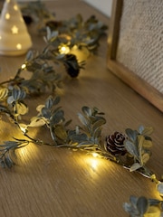 Green Light Up Soft Touch Eucalyptus and Pinecones Artificial Christmas Garland - Image 3 of 3