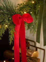 Green Artificial Light Up Christmas Garland with Bows - Image 3 of 3
