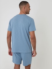 Threadbare Blue Grandad Pyjama Top & Shorts Set - Image 2 of 4
