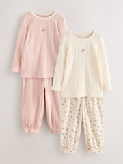 Pink Pointelle Jogger Pyjamas 2 Pack (9mths-12yrs) - Image 2 of 14