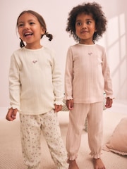 Pink Pointelle Jogger Pyjamas 2 Pack (9mths-12yrs) - Image 3 of 14