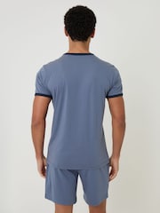 Threadbare Blue Contrast Binding Short Lounge Set - Image 2 of 4