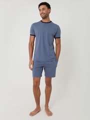 Threadbare Blue Contrast Binding Short Lounge Set - Image 3 of 4