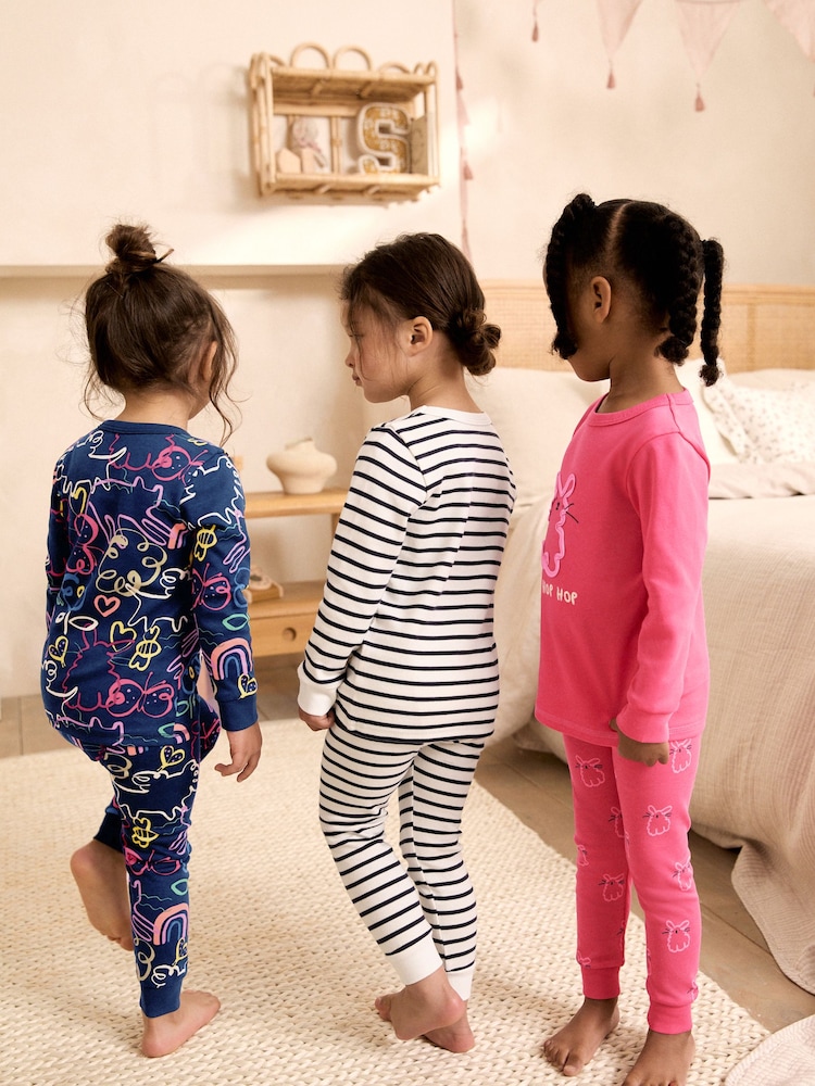 Pink/Blue Snuggle Pyjamas 3 Pack (9mths-12yrs) - Image 2 of 15