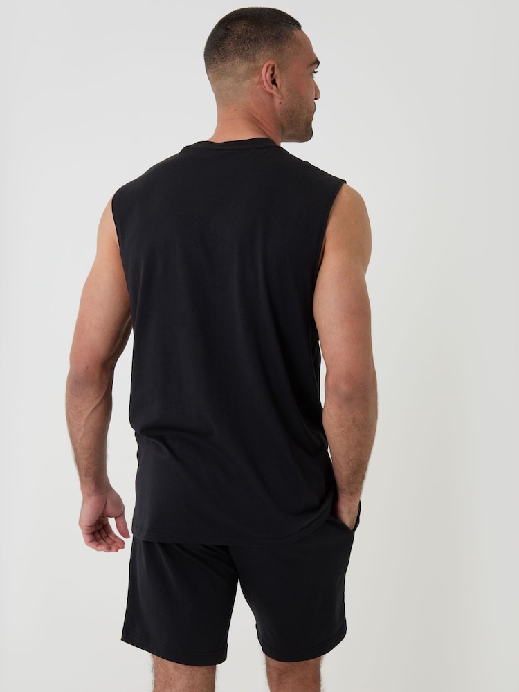 Threadbare Black Relaxed Fit Sleeveless Short Lounge 2 Piece Set - Image 2 of 4 Threadbare Black Relaxed Fit Sleeveless Short Lounge 2 Piece Set - Image 2 of 4