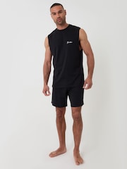 Threadbare Black Relaxed Fit Sleeveless Short Lounge 2 Piece Set - Image 3 of 4