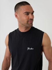Threadbare Black Relaxed Fit Sleeveless Short Lounge 2 Piece Set - Image 4 of 4