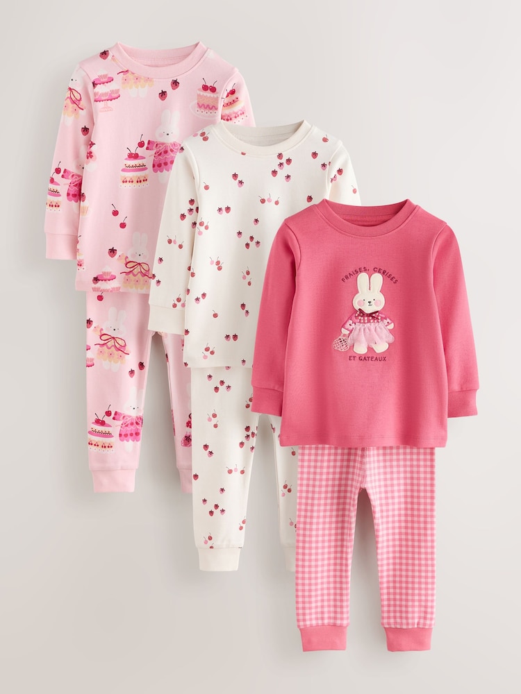 Pink Snuggle Pyjamas 3 Pack (9mths-12yrs) - Image 1 of 7