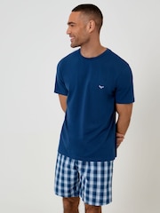 Threadbare Blue Check Pyjama T-Shirt & Shorts Set 2 Piece - Image 1 of 5