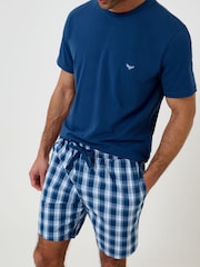 Threadbare Blue Check Pyjama T-Shirt & Shorts Set 2 Piece - Image 5 of 5