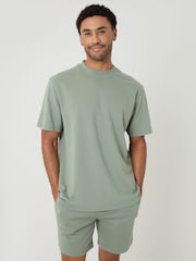 Threadbare Green Relaxed Fit Short Lounge Set 2-Piece - Image 1 of 4