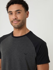 Schwarz - Threadbare Raglan-Kurzarm-Top & Shorts-Lounge-Set - Bild 4 von 4