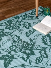 Furn Teal or Mineral Anemone Woven Jacquard Outdoor Rug - Image 2 of 8
