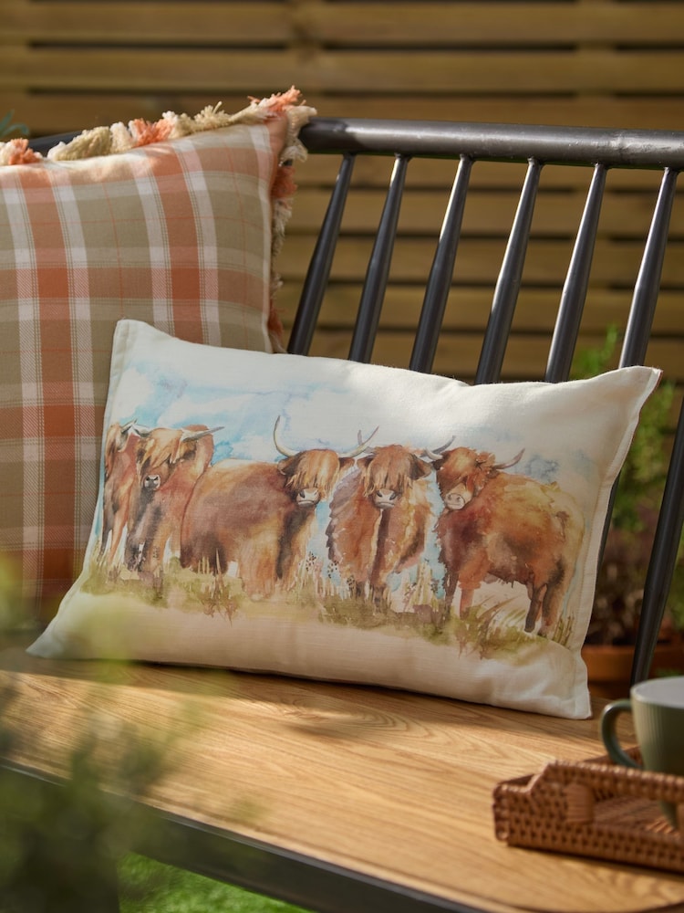 Voyage Russet Highland Cattle Outdoor Cushion - Image 1 of 5