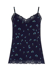 Pour Moi Navy/Blue Floral Cami Sofa Loves Lace Soft Hidden Support Pyjama Top - Image 3 of 4