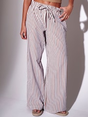 South Beach Brown Stripe Straight Leg Trousers - Image 1 of 4